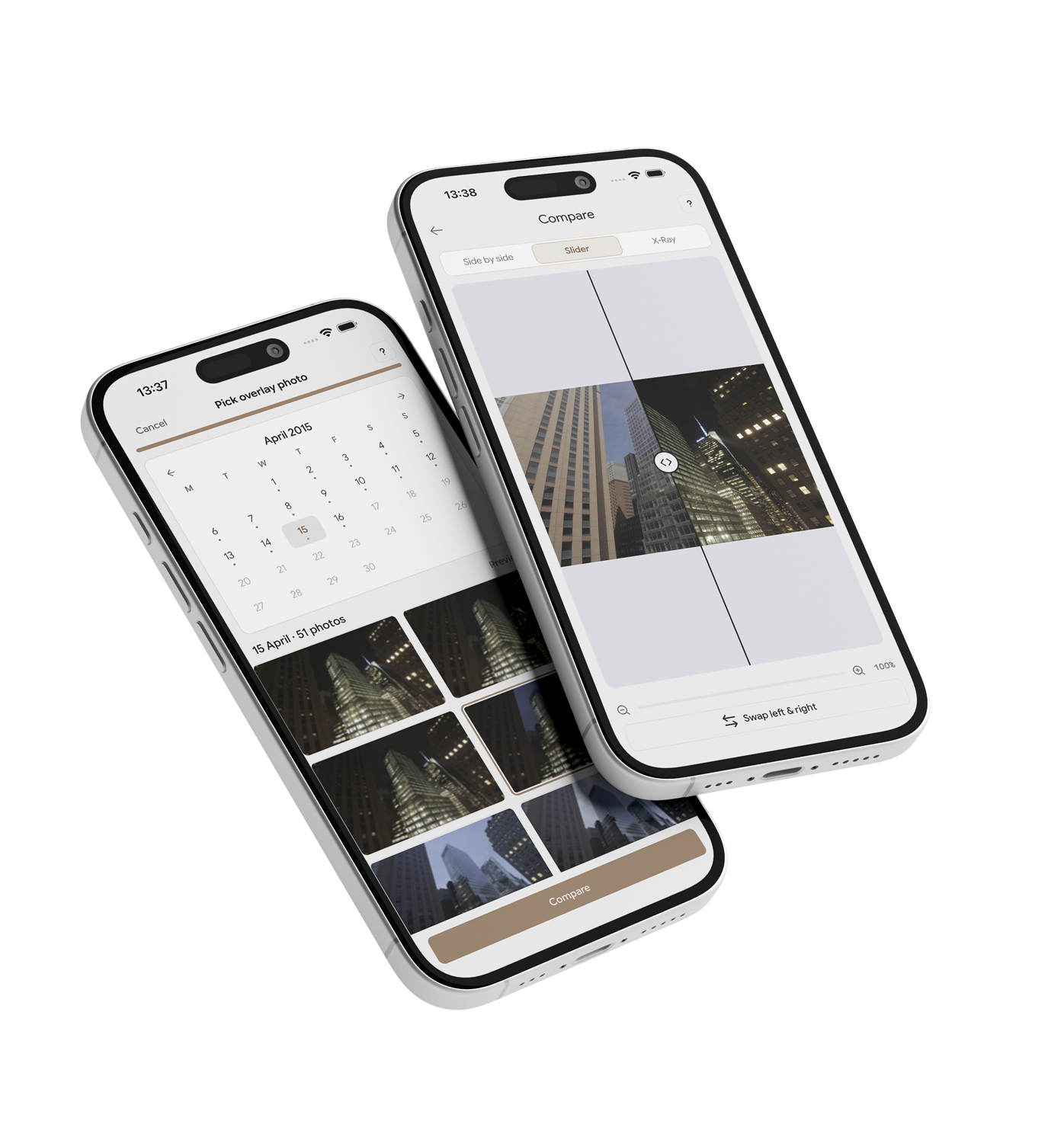 The Sentinel OS mobile app on two phones